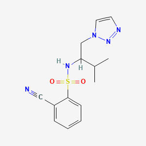 molecular formula C14H17N5O2S B2530852 2-cyano-N-(3-methyl-1-(1H-1,2,3-triazol-1-yl)butan-2-yl)benzenesulfonamide CAS No. 2034335-17-4