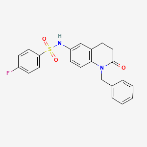 molecular formula C22H19FN2O3S B2530854 N-(1-苄基-2-氧代-1,2,3,4-四氢喹啉-6-基)-4-氟苯磺酰胺 CAS No. 941906-35-0