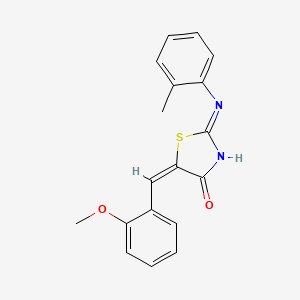 molecular formula C18H16N2O2S B2530856 (E)-5-(2-methoxybenzylidene)-2-(o-tolylamino)thiazol-4(5H)-one CAS No. 380567-04-4