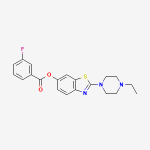 molecular formula C20H20FN3O2S B2530858 2-(4-乙基哌嗪-1-基)苯并[d]噻唑-6-基 3-氟苯甲酸酯 CAS No. 953194-27-9
