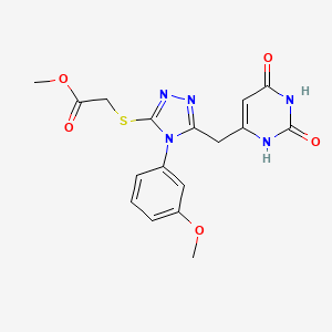 molecular formula C17H17N5O5S B2530868 methyl 2-((5-((2,6-dioxo-1,2,3,6-tetrahydropyrimidin-4-yl)methyl)-4-(3-methoxyphenyl)-4H-1,2,4-triazol-3-yl)thio)acetate CAS No. 852152-68-2