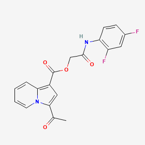 molecular formula C19H14F2N2O4 B2530876 2-((2,4-Difluorophenyl)amino)-2-oxoethyl 3-acetylindolizine-1-carboxylate CAS No. 899724-95-9