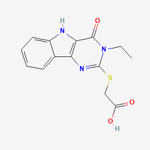 molecular formula C14H13N3O3S B2530880 2-[(3-ethyl-4-oxo-5H-pyrimido[5,4-b]indol-2-yl)sulfanyl]acetic acid CAS No. 888432-56-2