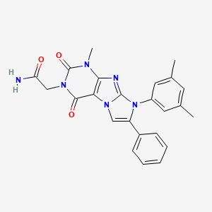 molecular formula C24H22N6O3 B2530890 2-(8-(3,5-dimethylphenyl)-1-methyl-2,4-dioxo-7-phenyl-1H-imidazo[2,1-f]purin-3(2H,4H,8H)-yl)acetamide CAS No. 886896-42-0