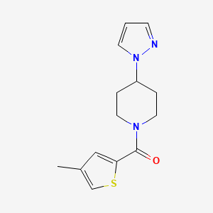 molecular formula C14H17N3OS B2530894 (4-Methylthiophen-2-yl)-(4-pyrazol-1-ylpiperidin-1-yl)methanone CAS No. 2380008-95-5