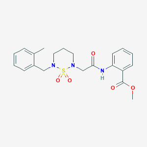 molecular formula C21H25N3O5S B2530916 Methyl 2-(2-(6-(2-methylbenzyl)-1,1-dioxido-1,2,6-thiadiazinan-2-yl)acetamido)benzoate CAS No. 946241-65-2