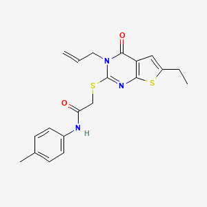molecular formula C20H21N3O2S2 B2530928 2-((3-allyl-6-ethyl-4-oxo-3,4-dihydrothieno[2,3-d]pyrimidin-2-yl)thio)-N-(p-tolyl)acetamide CAS No. 380474-55-5