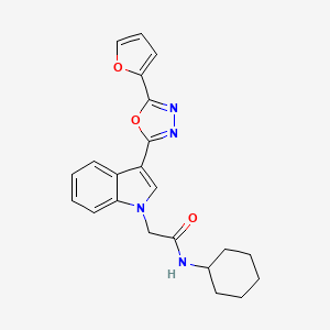 N-cyclohexyl-2-(3-(5-(furan-2-yl)-1,3,4-oxadiazol-2-yl)-1H-indol-1-yl)acetamide