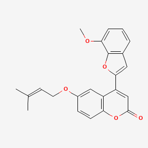 molecular formula C23H20O5 B2530935 4-(7-methoxy-1-benzofuran-2-yl)-6-[(3-methylbut-2-en-1-yl)oxy]-2H-chromen-2-one CAS No. 898415-85-5