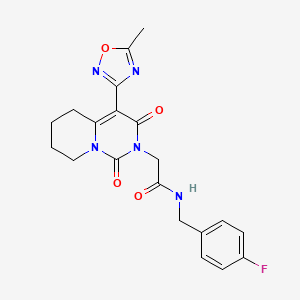 molecular formula C20H20FN5O4 B2530956 N-(4-fluorobenzyl)-2-[4-(5-methyl-1,2,4-oxadiazol-3-yl)-1,3-dioxo-5,6,7,8-tetrahydro-1H-pyrido[1,2-c]pyrimidin-2(3H)-yl]acetamide CAS No. 1775485-44-3