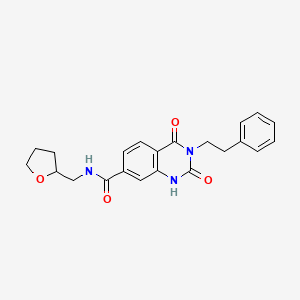 molecular formula C22H23N3O4 B2530972 2,4-dioxo-3-(2-phenylethyl)-N-(tetrahydrofuran-2-ylmethyl)-1,2,3,4-tetrahydroquinazoline-7-carboxamide CAS No. 892279-81-1
