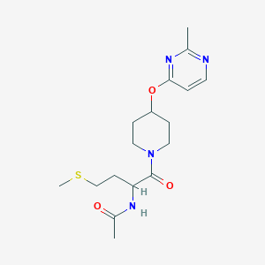 molecular formula C17H26N4O3S B2531000 N-(1-(4-((2-methylpyrimidin-4-yl)oxy)piperidin-1-yl)-4-(methylthio)-1-oxobutan-2-yl)acetamide CAS No. 2097865-92-2
