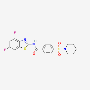 molecular formula C20H19F2N3O3S2 B2531016 N-(4,6-difluorobenzo[d]thiazol-2-yl)-4-((4-methylpiperidin-1-yl)sulfonyl)benzamide CAS No. 896675-65-3