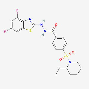 molecular formula C21H22F2N4O3S2 B2531021 N'-(4,6-difluorobenzo[d]thiazol-2-yl)-4-((2-ethylpiperidin-1-yl)sulfonyl)benzohydrazide CAS No. 851988-48-2