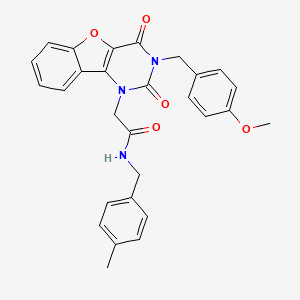 molecular formula C28H25N3O5 B2531026 2-(3-(4-methoxybenzyl)-2,4-dioxo-3,4-dihydrobenzofuro[3,2-d]pyrimidin-1(2H)-yl)-N-(4-methylbenzyl)acetamide CAS No. 892437-07-9