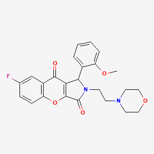 molecular formula C24H23FN2O5 B2531043 7-Fluoro-1-(2-methoxyphenyl)-2-(2-morpholinoethyl)-1,2-dihydrochromeno[2,3-c]pyrrole-3,9-dione CAS No. 874397-55-4