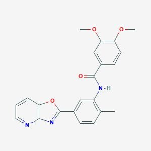 molecular formula C22H19N3O4 B253105 3,4-Dimethoxy-N-(2-methyl-5-oxazolo[4,5-b]pyridin-2-yl-phenyl)-benzamide 