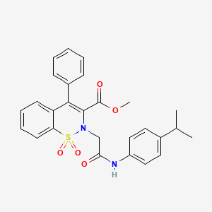 molecular formula C27H26N2O5S B2531053 methyl 2-{2-[(4-isopropylphenyl)amino]-2-oxoethyl}-4-phenyl-2H-1,2-benzothiazine-3-carboxylate 1,1-dioxide CAS No. 1114878-99-7