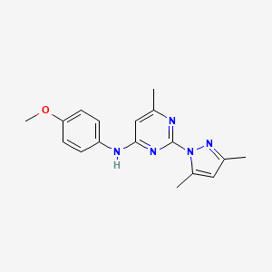 molecular formula C17H19N5O B2531057 2-(3,5-dimethyl-1H-pyrazol-1-yl)-N-(4-methoxyphenyl)-6-methylpyrimidin-4-amine CAS No. 302789-07-7