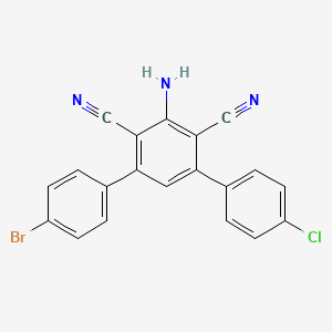 molecular formula C20H11BrClN3 B2531067 5'-Amino-4-bromo-4''-chloro-1,1':3',1''-terphenyl-4',6'-dicarbonitrile CAS No. 299937-34-1