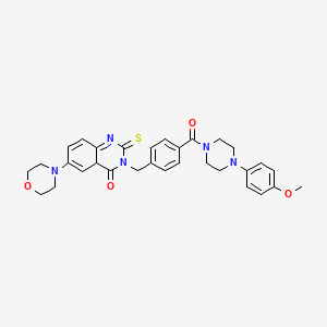 molecular formula C31H33N5O4S B2531071 3-({4-[4-(4-Methoxyphenyl)piperazine-1-carbonyl]phenyl}methyl)-6-(morpholin-4-yl)-2-sulfanylidene-1,2,3,4-tetrahydroquinazolin-4-one CAS No. 689770-96-5