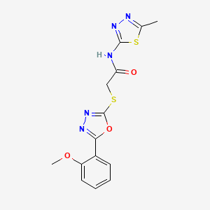 molecular formula C14H13N5O3S2 B2531076 2-[[5-(2-methoxyphenyl)-1,3,4-oxadiazol-2-yl]sulfanyl]-N-(5-methyl-1,3,4-thiadiazol-2-yl)acetamide CAS No. 892018-96-1