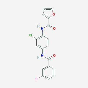 molecular formula C18H12ClFN2O3 B253108 N-{2-chloro-4-[(3-fluorobenzoyl)amino]phenyl}-2-furamide 