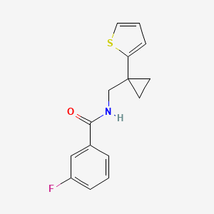 molecular formula C15H14FNOS B2531080 3-fluoro-N-((1-(thiophen-2-yl)cyclopropyl)methyl)benzamide CAS No. 1203228-27-6