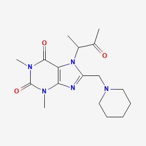 molecular formula C17H25N5O3 B2531084 1,3-Dimethyl-7-(3-oxobutan-2-yl)-8-(piperidin-1-ylmethyl)purine-2,6-dione CAS No. 577789-28-7