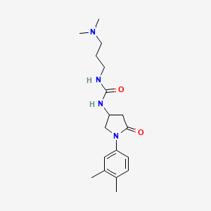 molecular formula C18H28N4O2 B2531089 1-(3-(Dimethylamino)propyl)-3-(1-(3,4-dimethylphenyl)-5-oxopyrrolidin-3-yl)urea CAS No. 894030-44-5