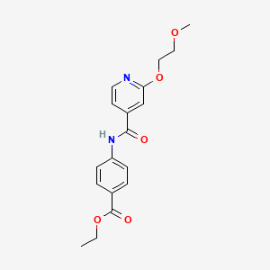 molecular formula C18H20N2O5 B2531091 4-(2-(2-甲氧基乙氧基)异烟酰氨基)苯甲酸乙酯 CAS No. 2034274-20-7