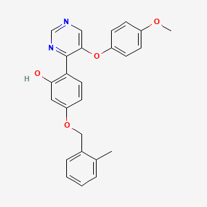 molecular formula C25H22N2O4 B2531093 2-[5-(4-Methoxyphenoxy)pyrimidin-4-yl]-5-[(2-methylphenyl)methoxy]phenol CAS No. 903862-20-4