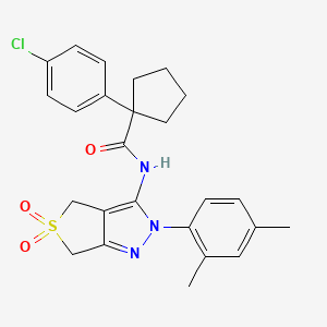 molecular formula C25H26ClN3O3S B2531098 1-(4-chlorophenyl)-N-(2-(2,4-dimethylphenyl)-5,5-dioxido-4,6-dihydro-2H-thieno[3,4-c]pyrazol-3-yl)cyclopentanecarboxamide CAS No. 450339-94-3
