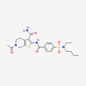 molecular formula C23H30N4O5S2 B2531110 6-乙酰基-2-(4-(N-丁基-N-乙基磺酰胺基)苯甲酰胺基)-4,5,6,7-四氢噻吩并[2,3-c]吡啶-3-甲酰胺 CAS No. 449769-83-9