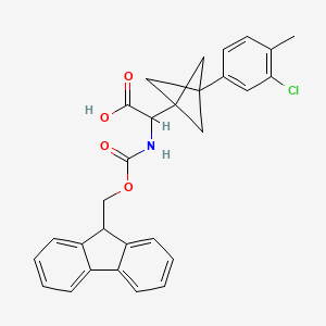 molecular formula C29H26ClNO4 B2531113 2-[3-(3-Chloro-4-methylphenyl)-1-bicyclo[1.1.1]pentanyl]-2-(9H-fluoren-9-ylmethoxycarbonylamino)acetic acid CAS No. 2287260-91-5