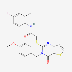 molecular formula C23H20FN3O3S2 B2531114 N-(4-fluoro-2-methylphenyl)-2-{[3-(4-methoxybenzyl)-4-oxo-3,4-dihydrothieno[3,2-d]pyrimidin-2-yl]sulfanyl}acetamide CAS No. 1252864-10-0