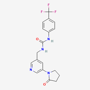 molecular formula C18H17F3N4O2 B2531115 1-((5-(2-Oxopyrrolidin-1-yl)pyridin-3-yl)methyl)-3-(4-(trifluoromethyl)phenyl)urea CAS No. 2034585-50-5