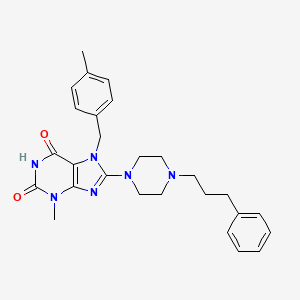 molecular formula C27H32N6O2 B2531128 3-methyl-7-(4-methylbenzyl)-8-(4-(3-phenylpropyl)piperazin-1-yl)-1H-purine-2,6(3H,7H)-dione CAS No. 898437-81-5
