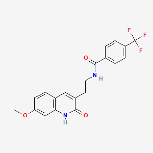 molecular formula C20H17F3N2O3 B2531132 N-[2-(7-甲氧基-2-氧代-1H-喹啉-3-基)乙基]-4-(三氟甲基)苯甲酰胺 CAS No. 851406-34-3