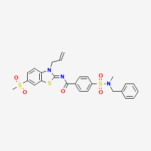 molecular formula C26H25N3O5S3 B2531134 4-[benzyl(methyl)sulfamoyl]-N-(6-methylsulfonyl-3-prop-2-enyl-1,3-benzothiazol-2-ylidene)benzamide CAS No. 865175-77-5