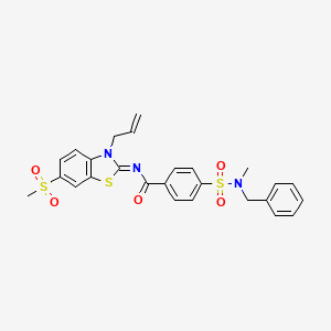 molecular formula C26H25N3O5S3 B2531134 4-[苄基(甲基)磺酰胺基]-N-(6-甲基磺酰基-3-丙-2-烯基-1,3-苯并噻唑-2-亚甲基)苯甲酰胺 CAS No. 865175-77-5