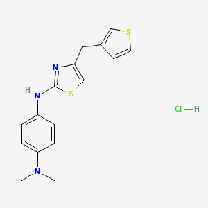 molecular formula C16H18ClN3S2 B2531135 N1,N1-dimethyl-N4-(4-(thiophen-3-ylmethyl)thiazol-2-yl)benzene-1,4-diamine hydrochloride CAS No. 2034316-21-5