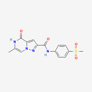 molecular formula C15H14N4O4S B2531137 6-methyl-N-[4-(methylsulfonyl)phenyl]-4-oxo-4,5-dihydropyrazolo[1,5-a]pyrazine-2-carboxamide CAS No. 1795440-53-7