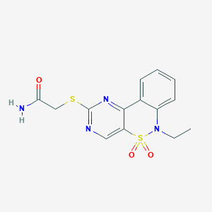 molecular formula C14H14N4O3S2 B2531140 2-[(6-ethyl-5,5-dioxido-6H-pyrimido[5,4-c][2,1]benzothiazin-2-yl)thio]acetamide CAS No. 950471-00-8