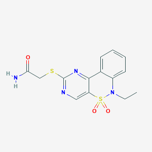 molecular formula C14H14N4O3S2 B2531140 2-[(6-乙基-5,5-二氧化-6H-嘧啶并[5,4-c][2,1]苯并噻嗪-2-基)硫代]乙酰胺 CAS No. 950471-00-8