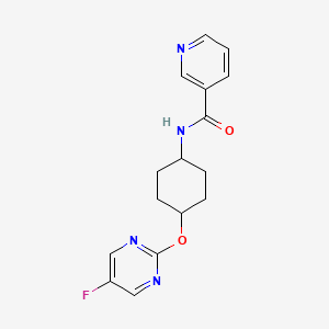 molecular formula C16H17FN4O2 B2531143 N-((1r,4r)-4-((5-fluoropyrimidin-2-yl)oxy)cyclohexyl)nicotinamide CAS No. 2034401-60-8