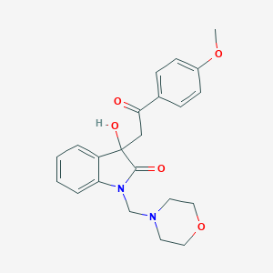 molecular formula C22H24N2O5 B253115 3-hydroxy-3-[2-(4-methoxyphenyl)-2-oxoethyl]-1-(4-morpholinylmethyl)-1,3-dihydro-2H-indol-2-one 