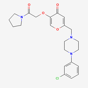molecular formula C22H26ClN3O4 B2531152 2-((4-(3-chlorophenyl)piperazin-1-yl)methyl)-5-(2-oxo-2-(pyrrolidin-1-yl)ethoxy)-4H-pyran-4-one CAS No. 898409-70-6
