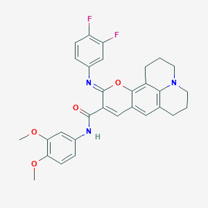 molecular formula C30H27F2N3O4 B2531160 (Z)-11-((3,4-二氟苯基)亚氨基)-N-(3,4-二甲氧基苯基)-2,3,5,6,7,11-六氢-1H-吡喃并[2,3-f]吡啶并[3,2,1-ij]喹啉-10-甲酰胺 CAS No. 1321931-61-6