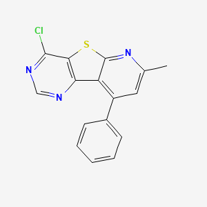 molecular formula C16H10ClN3S B2531185 8-Cloro-2-metil-4-fenil-9-tia-1,5,7-triaza-fluoreno CAS No. 1334491-17-6